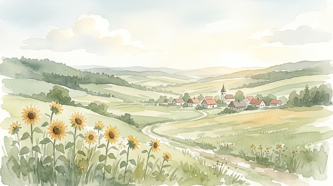 Krajinka Rimavskej doliny so slnečnicami